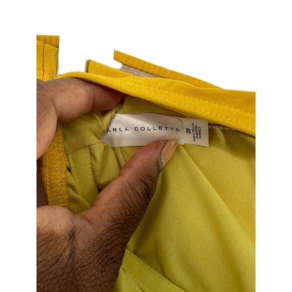 Karla Colletto Pink Yellow Bandeau Strapless One Piece Bikini Swimsuit Size 8 - Picture 3 of 12